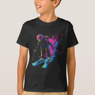 Wintersports Alpine Paint Splash Skier Snow Ski Gi T-Shirt
