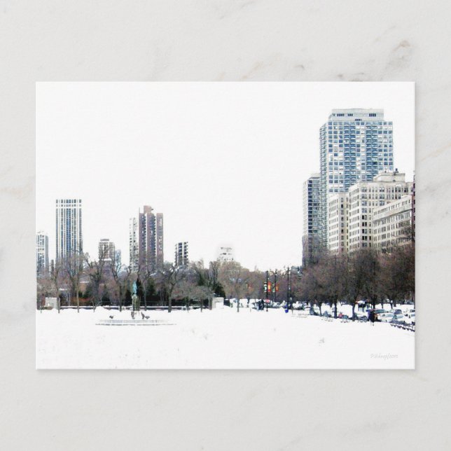 Wintertime in Chicago Postcard (Front)