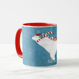 Wintertime Polar Bear Ice Skating Mug