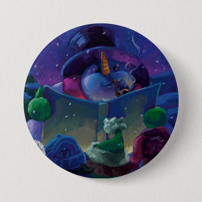 Wintertime Reading 3 Inch Round Button (Front)