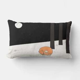 Wintertime- Sleeping Fox - Illustration Lumbar Pillow