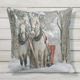 Wintertime Sleigh Ride Throw Pillow