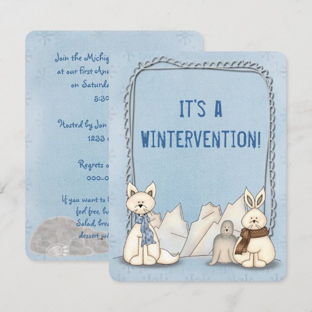 Wintervention Polar Party Invitation (Front/Back)