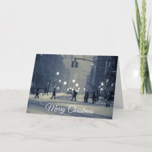 Wintery City Night Holiday Christmas Card