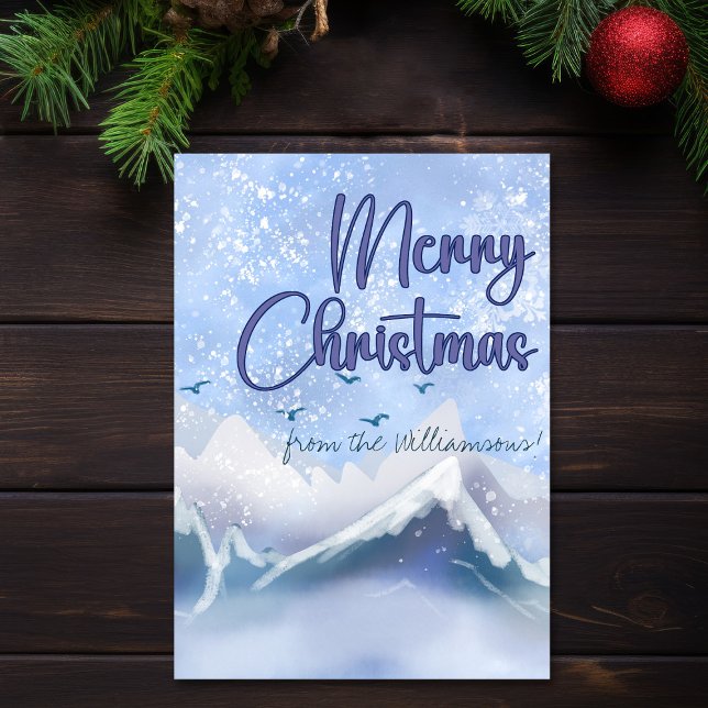 Wintery Luke 1:14 Rejoice At His Birth Christmas Card (Rejoice At His Birth Luke 1:14 Bible Verse Christmas Card)