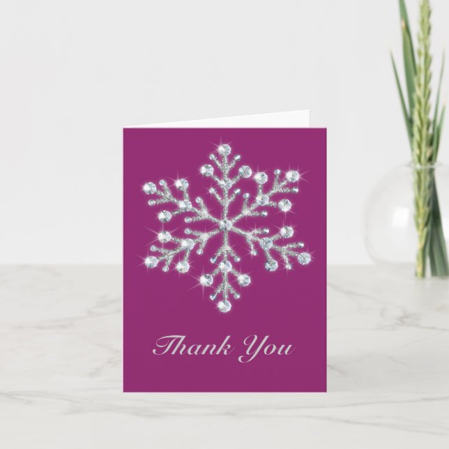 Wintery Magenta Carte de remerciements (Devant)