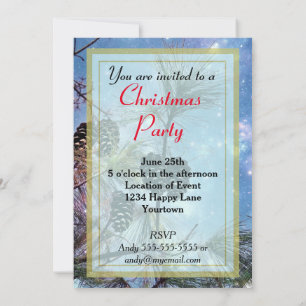 Wintery Pine cones Christmas Party Invitation