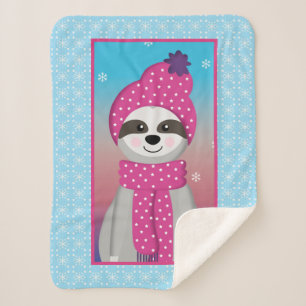 Wintery Racoon Sherpa Blanket