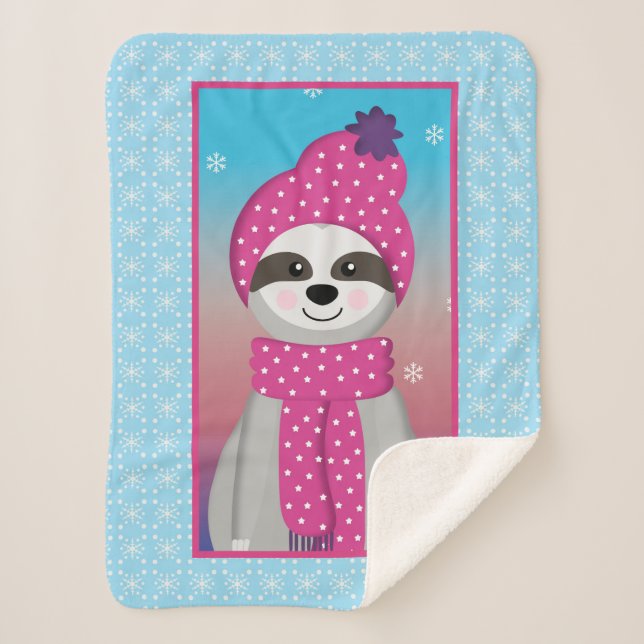 Wintery Racoon Sherpa Blanket (Front)