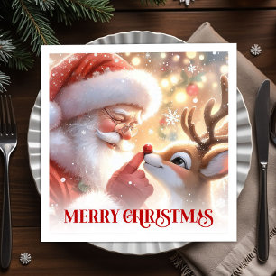 Wintery Santa Rudolph Christmas Party Napkins