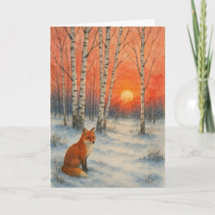 Wintery scene with fox Xmas card 
