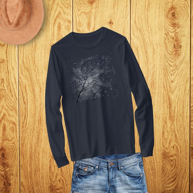 Wintery Sky Solstice Long Manche TShirt (Créateur téléchargé)