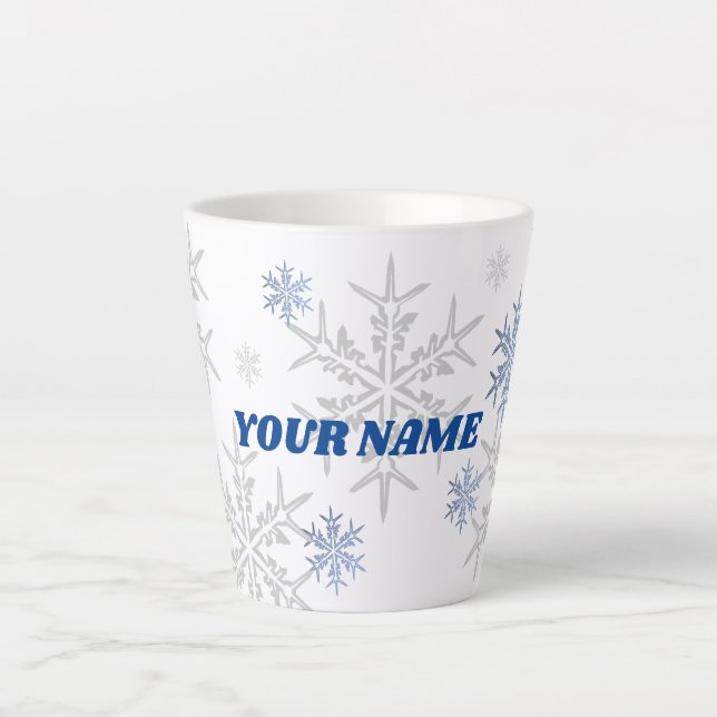 Wintery Snowflakes Latte Mug (Front)