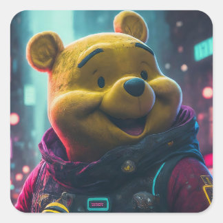 Wintery Teddy Square Sticker