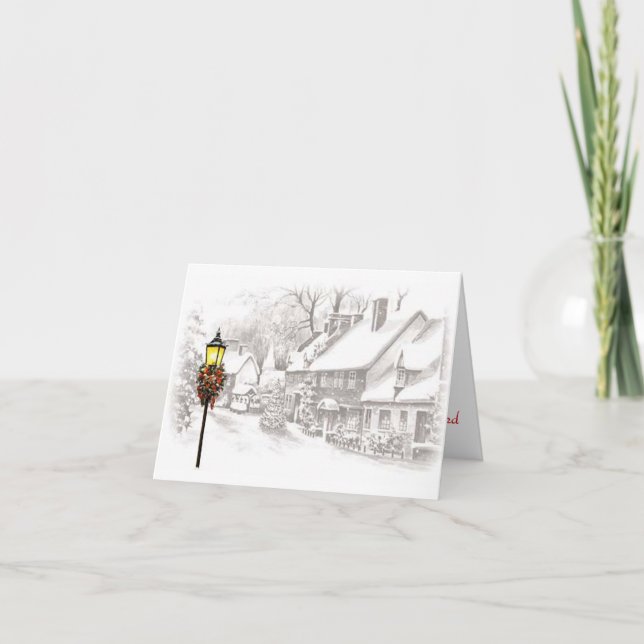 Wintery Town Thank You Card (Front)