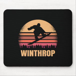 Winthrop Washington Snowboarding Snow Boarder Retr Mouse Pad