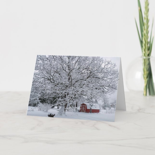 WINTRY BARN AND CHRISTMAS WISHES HOLIDAY CARD (Front)