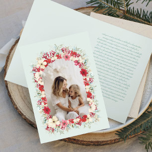 wintry christmas poinsettia arch photo holiday card