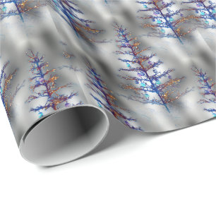 Wintry Christmas Tree Wrapping Paper