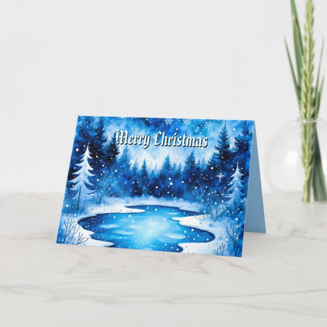 Wintry Frosted Christmas Holiday Card (Front)