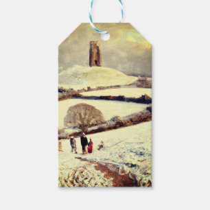 Wintry Glastonbury Tor Gift Tags