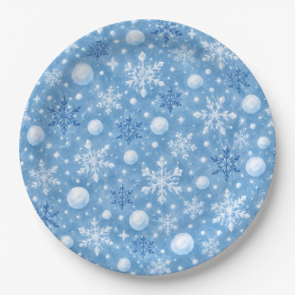 Wintry Snow Paper Plate