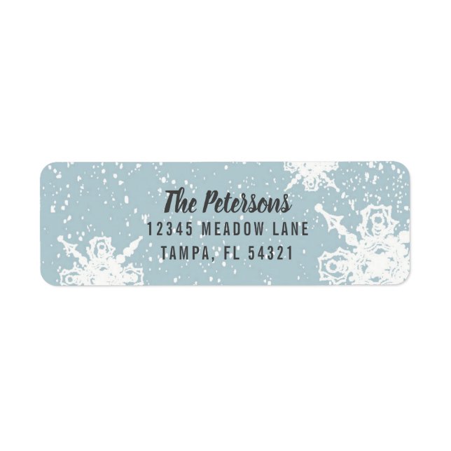 Wintry Snowflakes Holiday Return Address (Devant)
