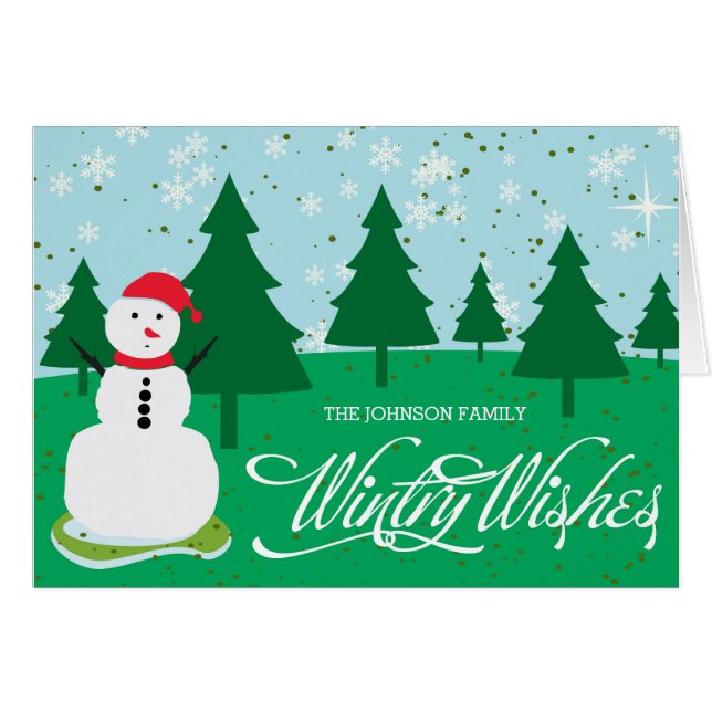 wintry wishes greeting card (Front Horizontal)