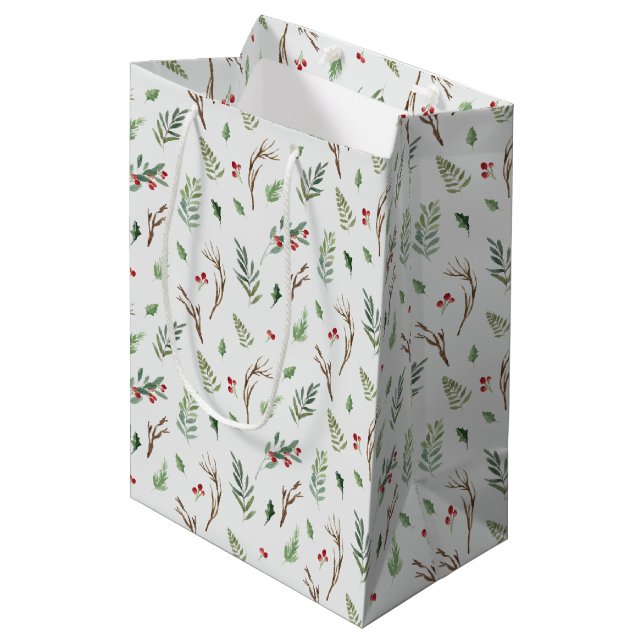 Wintry Wonderland Christmas Holiday Gift Bag (Front Angled)
