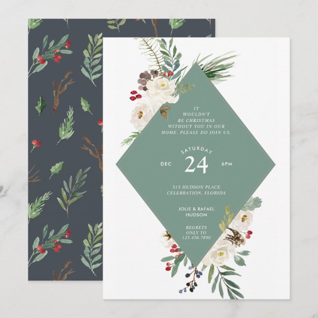 Wintry Wonderland Christmas Holiday Party Invitation (Front/Back)