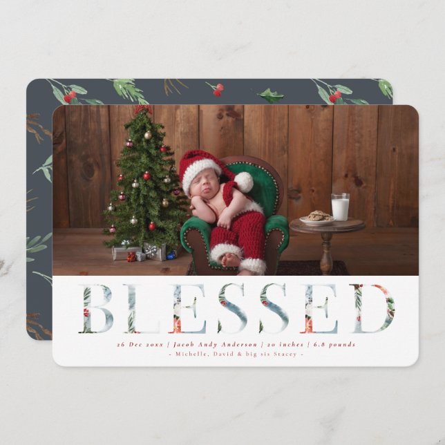 Wintry Wonderland Faire-part de naissance de vacan (Devant / Derrière)