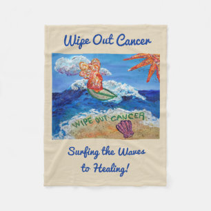 Wipe Out Cancer Surfing Angel Soft Fleece Blanket