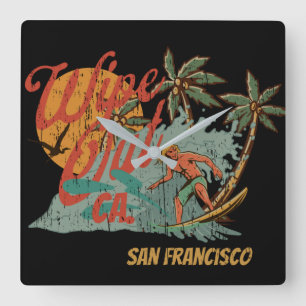Wipe Out Surf California vintage retro T-Shirt Pos Square Wall Clock