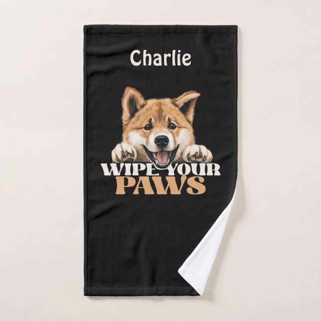 Wipe Your Paws Akita Funny Face Hand Towel (Hand Towel)