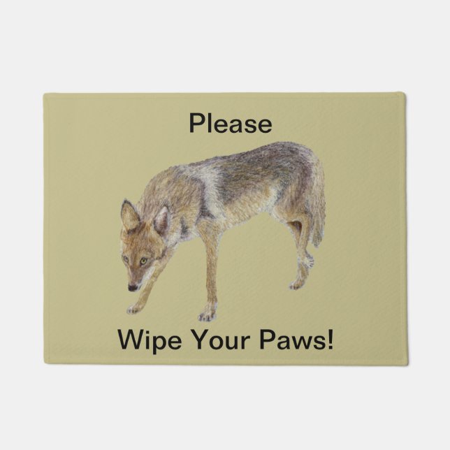 Wipe Your Paws Coyote Doormat (Front)