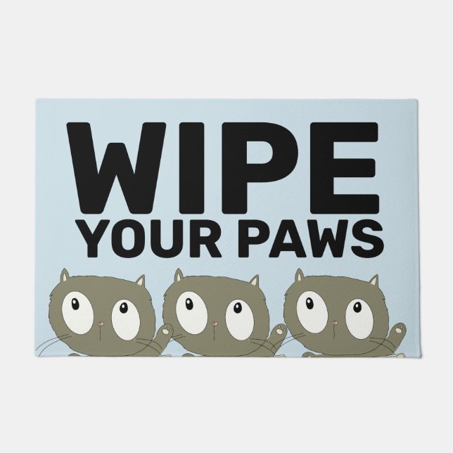 WIPE YOUR PAWS CUTE CAT LOVER DOOR MAT (Front)