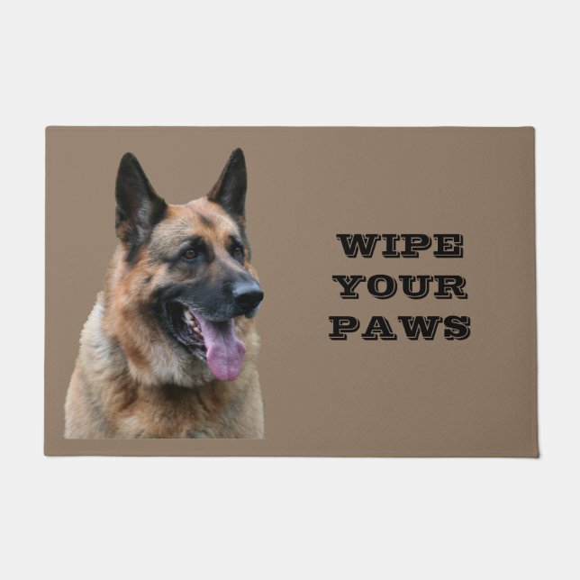 WIPE YOUR PAWS, German Shepherd humour,  Doormat (Front)