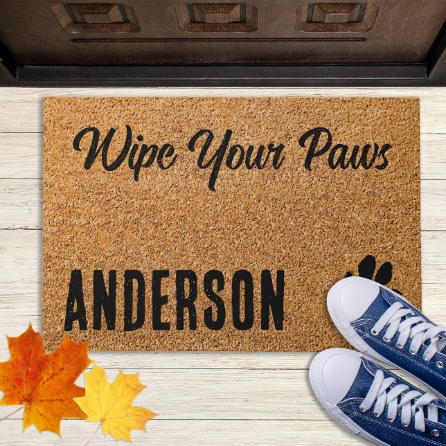 Wipe Your Paws Personalized Funny Pet Dog Lover  Doormat (Creator Uploaded)