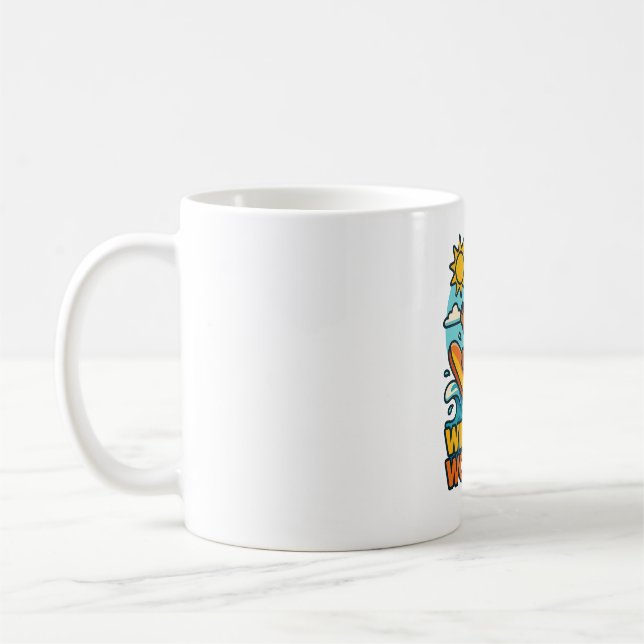 Wipeout Moai Chibi Surf Fail Coffee Mug (Left)