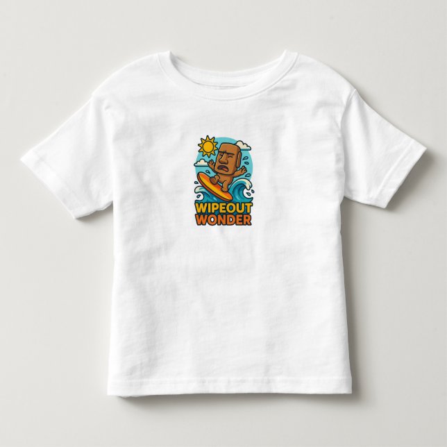 Wipeout Moai Chibi Surf Fail Toddler T-shirt (Front)