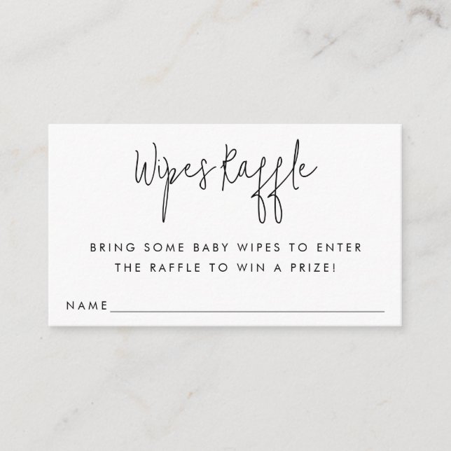 Wipes Raffle Ticket Baby Shower Insert Card (Front)