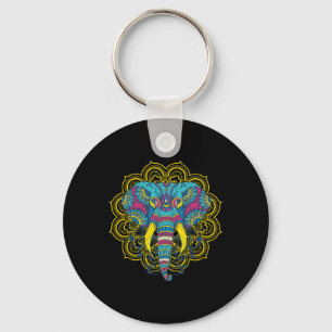 Wir Lieben Elefanten Elephant Mandala Pattern Indi Keychain