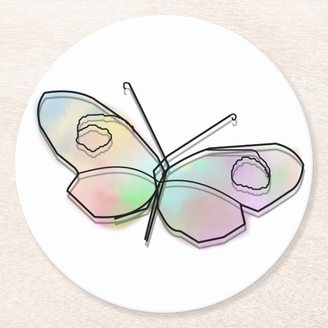 Wire Butterfly Round Paper Coaster (Front)