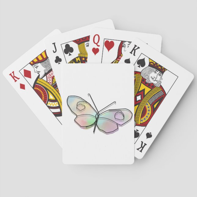 Wire Butterfly Round Playing Cards (Back)