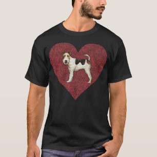 Wire Fo Terrier Valentines Day Dog Love Fingerprin T-Shirt