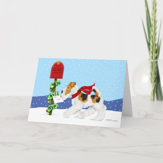 Wire Fox Christmas Mail Holiday Card (Front)