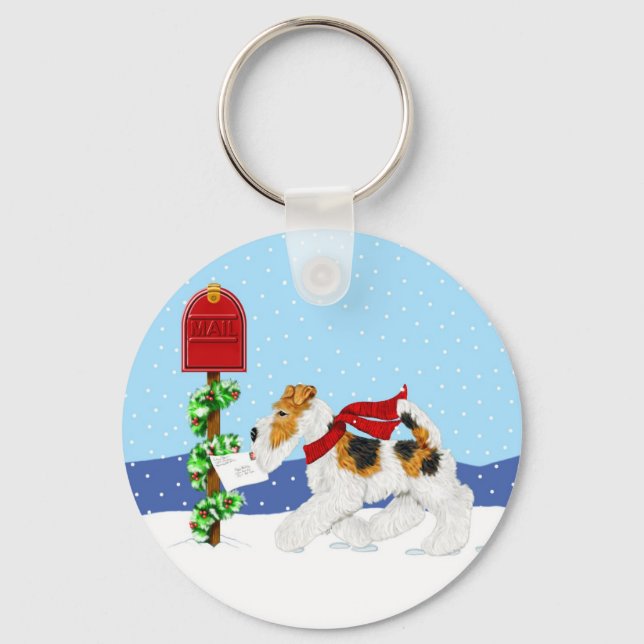 Wire Fox Christmas Mail Keychain (Front)