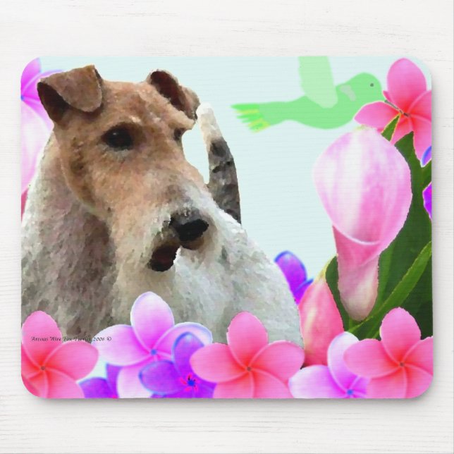 Wire Fox Terrier and Flowers Mouse Pad (Front)