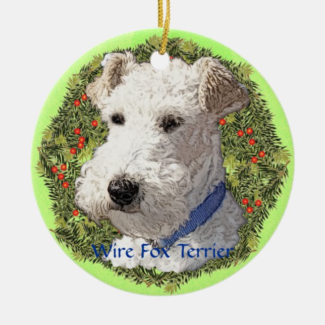 Wire Fox Terrier Art Ceramic Ornament (Front)