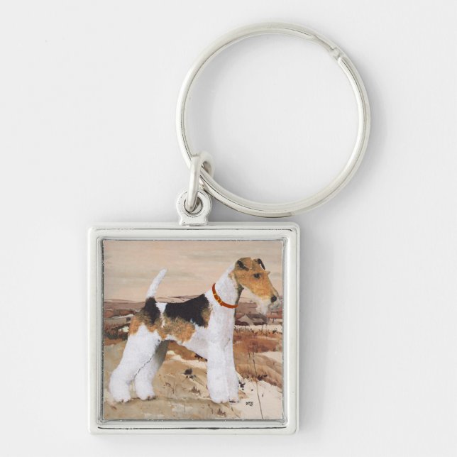 Wire Fox Terrier Autumn Keychain (Front)